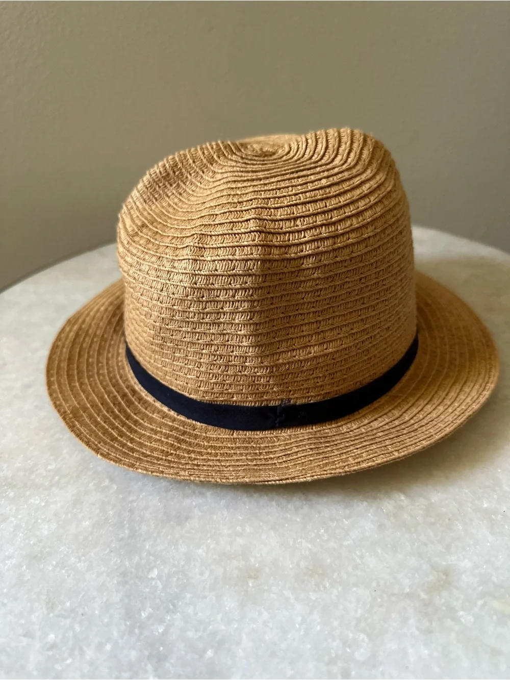 The Children's Place Baby Boy Bear Straw Sun Hat Black Band Sz 6-12 Mos NWT